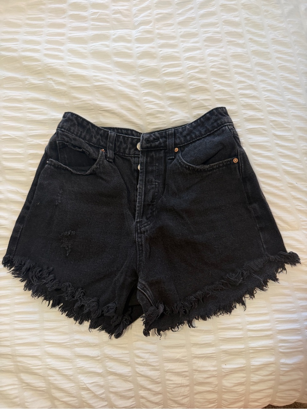 wild fable Black Frayed Hem High-Rise Denim Shorts